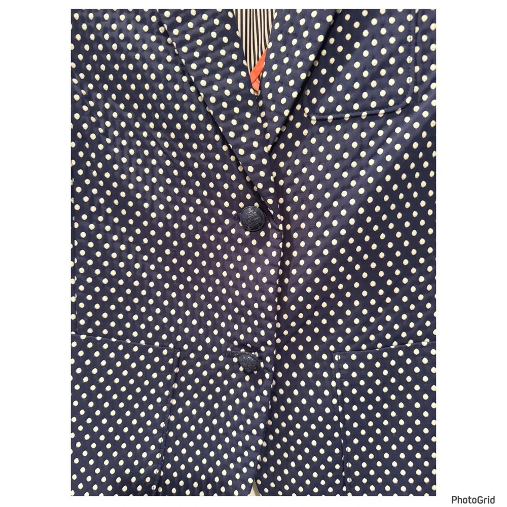 NWOT Gap Academy Blazer Blue Polka Dot Size 6 - Picture 2 of 3
